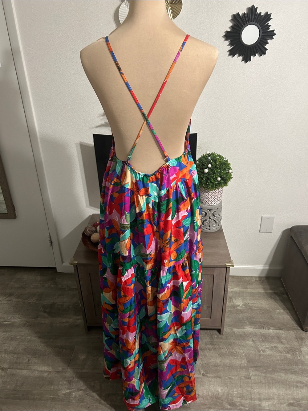 SHEIN Multicolor Tropical Print Maxi Dress - Green, Purple, Orange, Pink, Blue - Picture 6 of 6